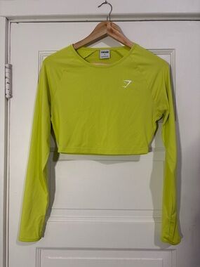 Gymshark Neon Lime Long-Sleeve Crop Performance Top